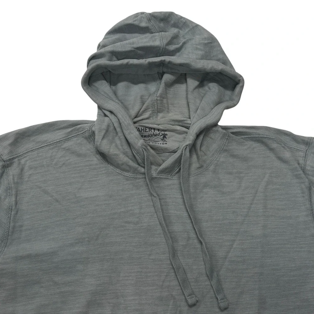 Faherty Sunwashed Hoodie Mens XL Blue Grey Organic Cotton Slub MKC0096-BBZ